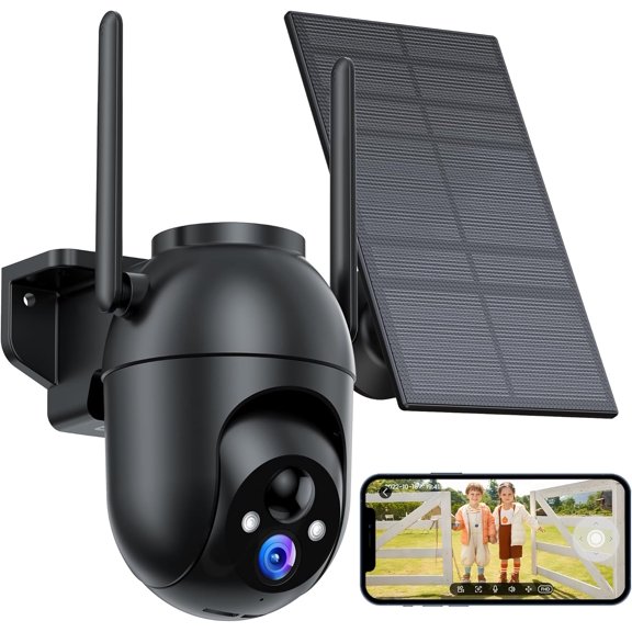 Cameras Wireless Outdoor Solar: 2K WiFi Camera for Home Security System - Battery Powered Cam IP66 Waterproof Motion Sensor - Camaras de Seguridad para Casa Inalambricas