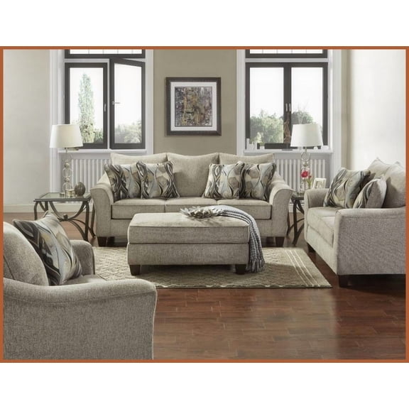 Camero 4-Piece Casual Chic Textured Gray Fabric Living Room Sofa Set  Hardwood Frame & Plush Comfort