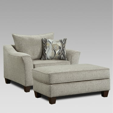 Camero Cafe Fabric 2-Piece Living Room Set, Accent Chair and Ottoman, Gray