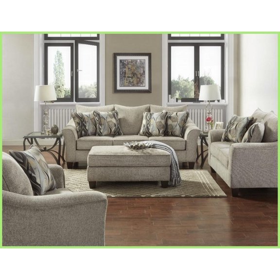 Camero Casual Chic 4-Piece Textured Gray Fabric Living Room Sofa Set with Plush Cushions