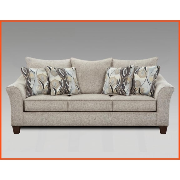 Camero Casual Chic Textured Gray Fabric 3-Seat Pillowback Sofa - Living Room Comfort with Hardwood Frame