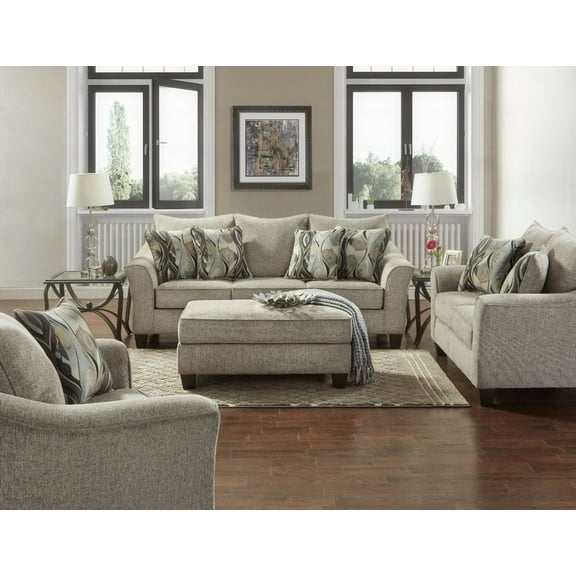 Camero Fabric 4-piece Neutral Set - Comfortable Sofa | 6-seat