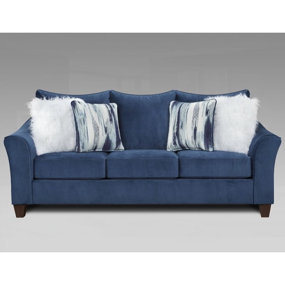 Camero Fabric Loveseat - Navy Blue, Slightly Rolled Arms & Easy Assembly