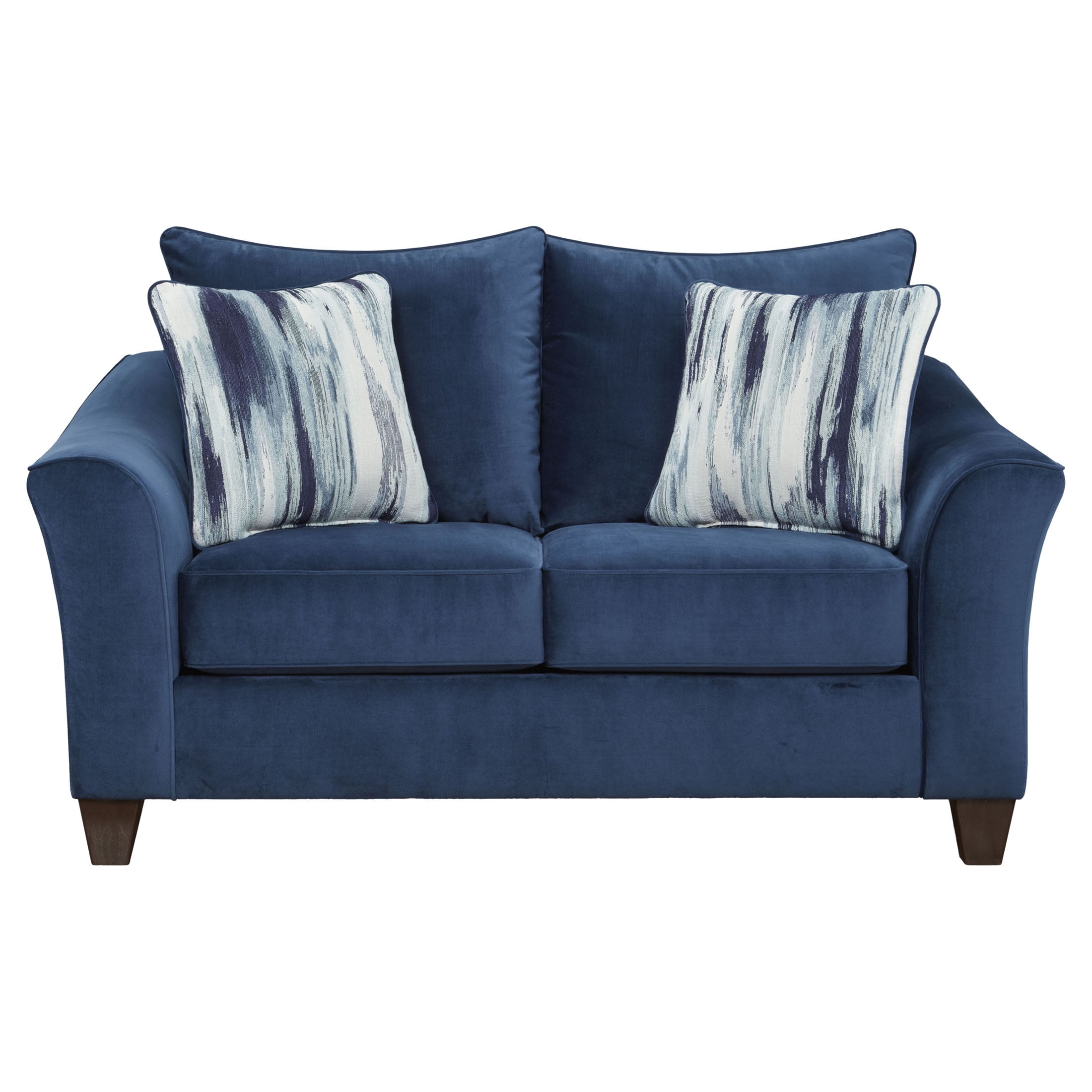 Camero Pillowback Loveseat, Fabric, Navy Blue