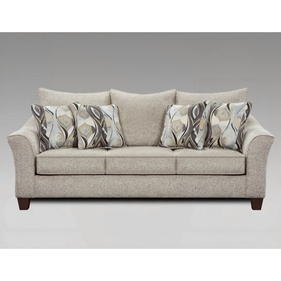 Modern Minimalist Fabric Three-Seater Sofa 220cm with Soft Cushions and Solid Wood Frame