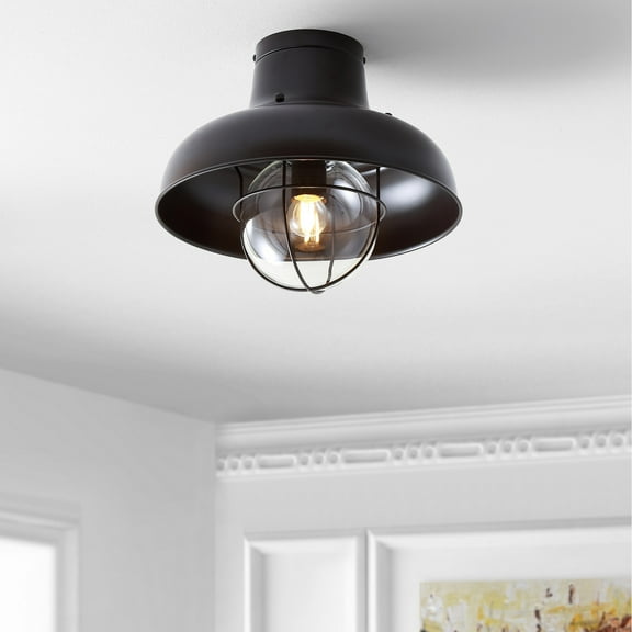 JONATHAN Y Cameron 13" Metal LED Semi-Flush Mount, Oil Rubbed Bronze