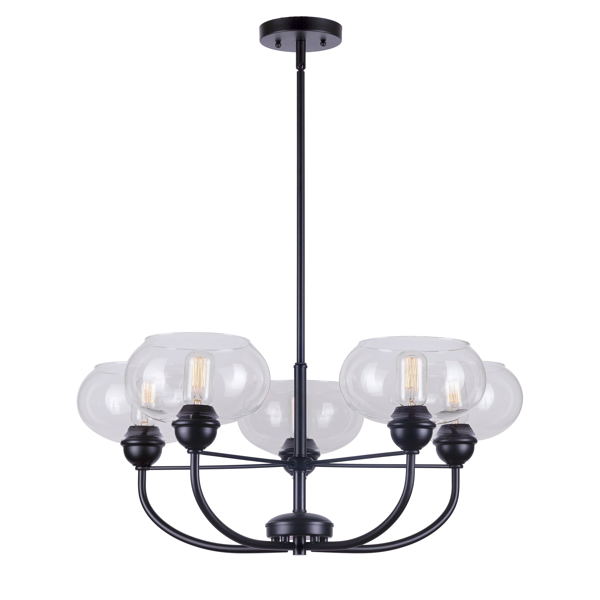 Cameron 28'' Black Steel Chandelier with Oversized Clear Glass Shades