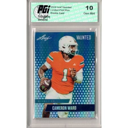 Cam Ward Rookie Card Tennessee PGI 10 Gem Mint Football Trading Card 2024 Leaf Vaunted Metal #VM-01 Blue 20 Made