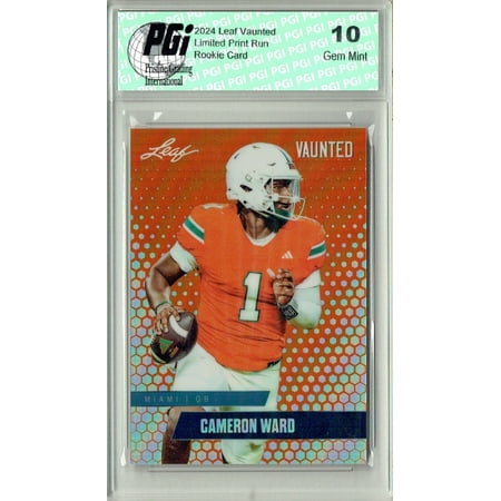 Cam Ward Rookie Card Tennessee PGI 10 Gem Mint Football Trading Card 2024 Leaf Vaunted Metal #VM-01 Orange Only 3 Made
