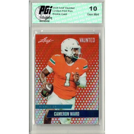 Cam Ward Rookie Card Tennessee PGI 10 Gem Mint Football Trading Card 2024 Leaf Vaunted Metal #VM-01 Red Only 2 Made