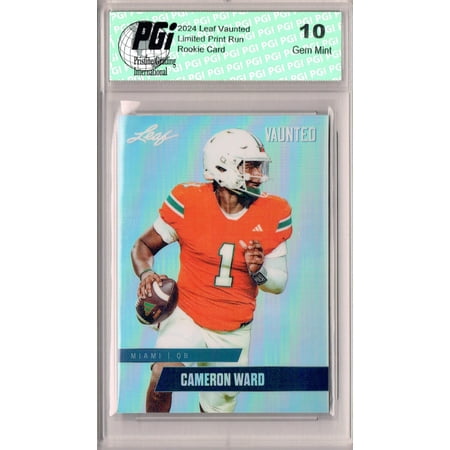 Cam Ward Rookie Card Tennessee PGI 10 Gem Mint Football Trading Card 2024 Leaf Vaunted Metal #VM-01 Silver 25 Made