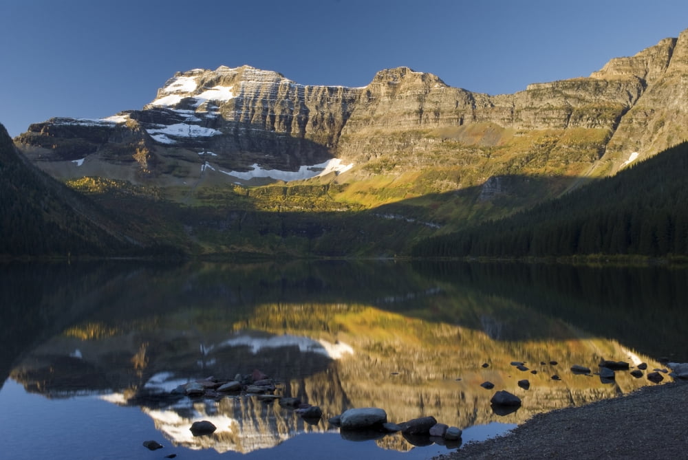 Cameron Lake Waterton Alberta Canada Canvas Art - Philippe Widling Design Pics (34 x 22)