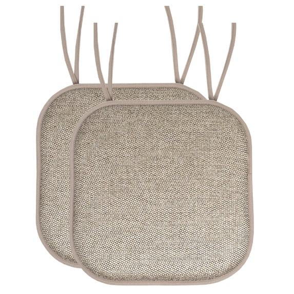 Cameron Memory Foam Non-Slip Chair Cushion Pad with Ties 2 Pack - Beige/Taupe