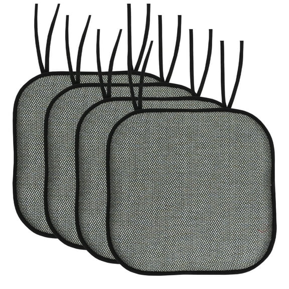 Cameron Memory Foam Non-Slip Chair Cushion Pad with Ties 4-Pack- Black and Sage Blue