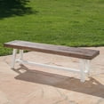 thumbnail image 1 of Cameron Outdoor Acacia Wood Dining Bench with Metal Finish Frame, Brown & White, 1 of 9