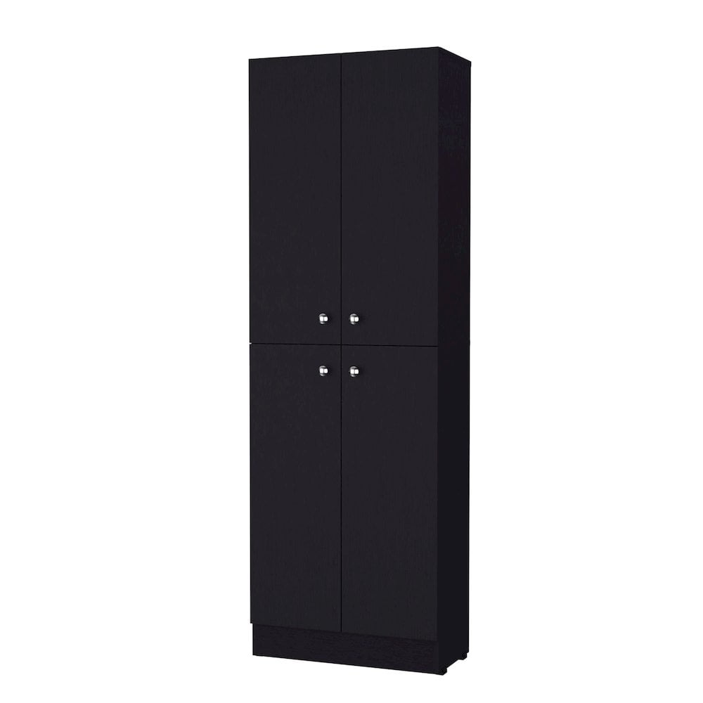 Cameron Black Engineered Wood Pantry Cabinet with 4 Doors