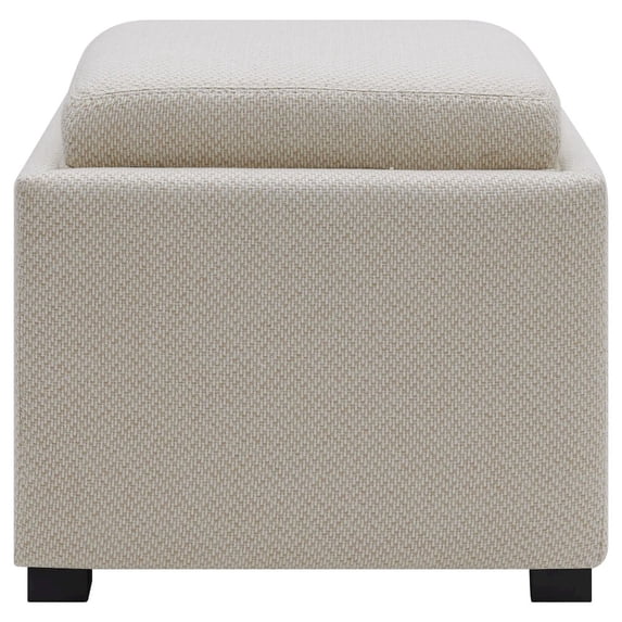 NPD Furniture Cameron 17" Square Fabric Storage Ottoman in Cardiff Cream