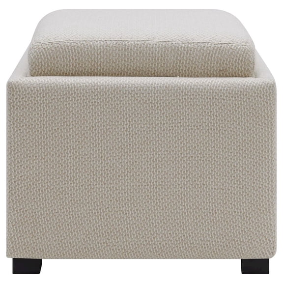New Pacific Direct Cameron 17" Square Fabric Storage Ottoman in Cardiff Cream