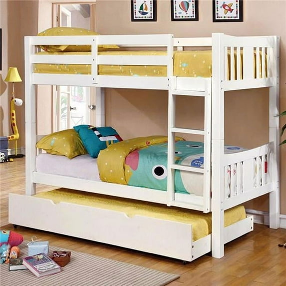 Cameron Twin Size Transitional Style Bunk Bed - White