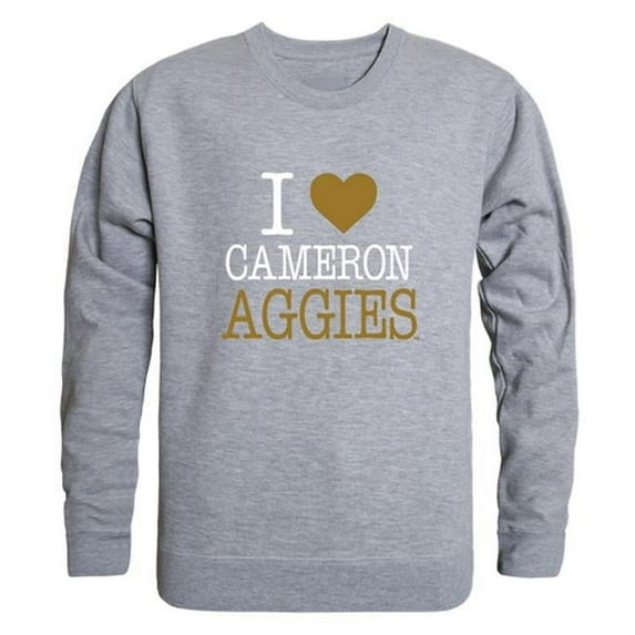 Cameron University Aggies I Love Crewneck Sweatshirt, Heather Grey - Extra Large
