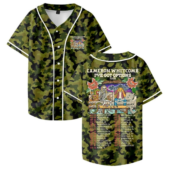 Cameron Whitcomb I've Got Options Tour Baseball Jersey Short Sleeve Shirts Women Men Streetwear Tops