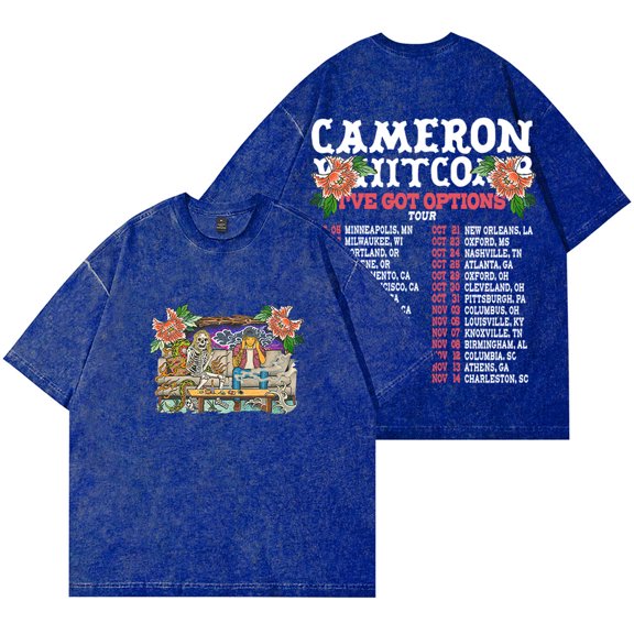 Cameron Whitcomb I've Got Options Tour Merch Wash T-Shirts Cotton Short Sleeve Unisex Streetwear Tee