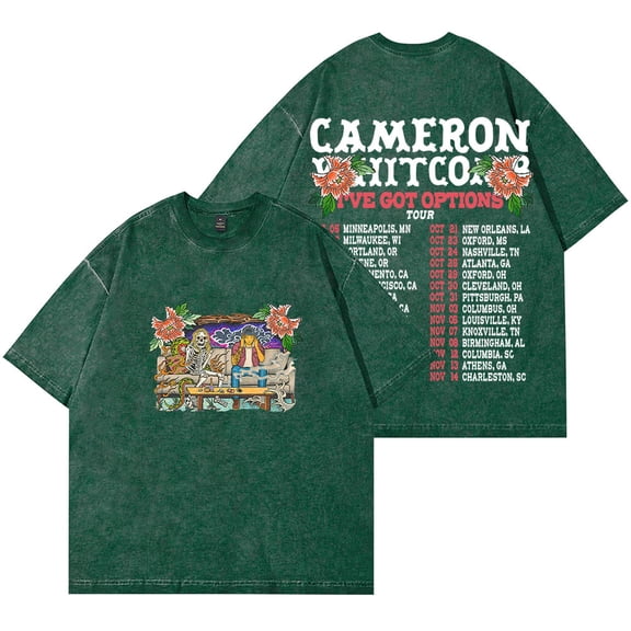 Cameron Whitcomb I've Got Options Tour Merch Wash T-Shirts Cotton Short Sleeve Unisex Streetwear Tee
