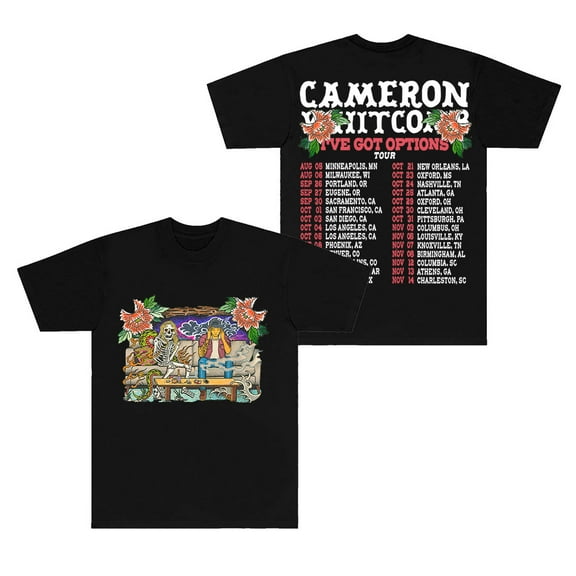Cameron Whitcomb I've Got Options Tour T-Shirts Unisex Fashion Crewneck Short Sleeve Tee
