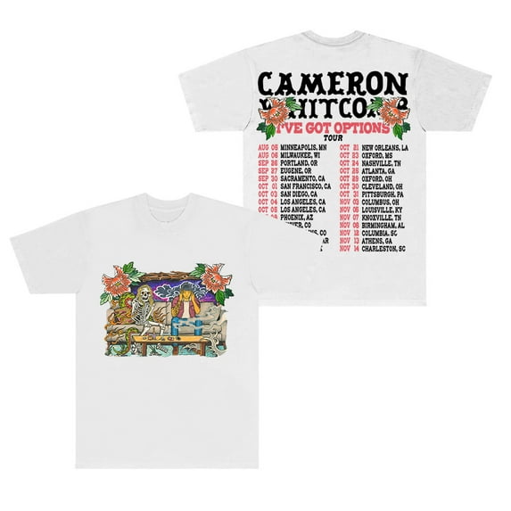Cameron Whitcomb I've Got Options Tour T-Shirts Unisex Fashion Crewneck Short Sleeve Tee