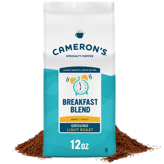 Cameron's Coffee Breakfast Blend Light Roast Ground Arabica Coffee, Bright & Fruity, 12 oz Bag