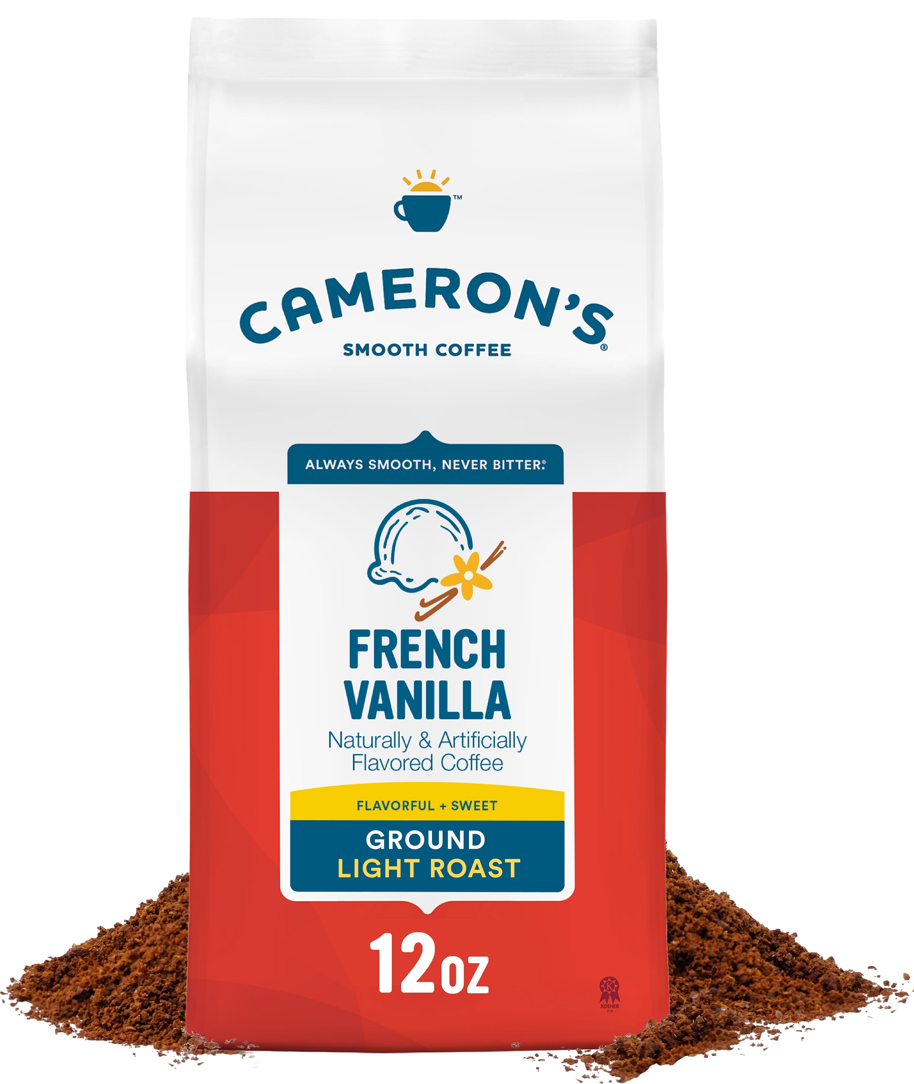 Cameron's Coffee Flavored French Vanilla Ground Coffee, Light Roast, 12
