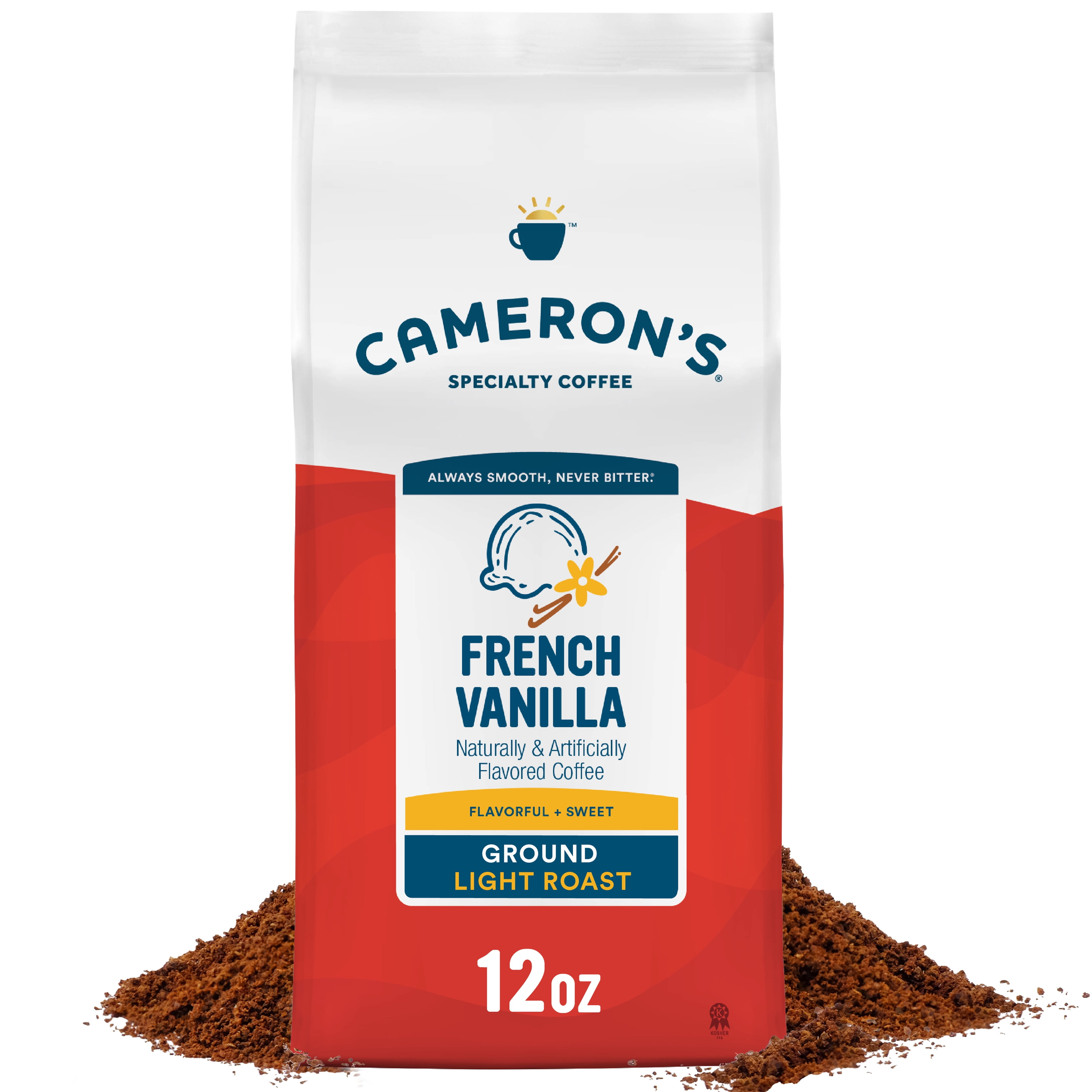 Cameron's Coffee French Vanilla Flavored Light Roast Ground Arabica Coffee, Sweet Vanilla, 12 oz Bag