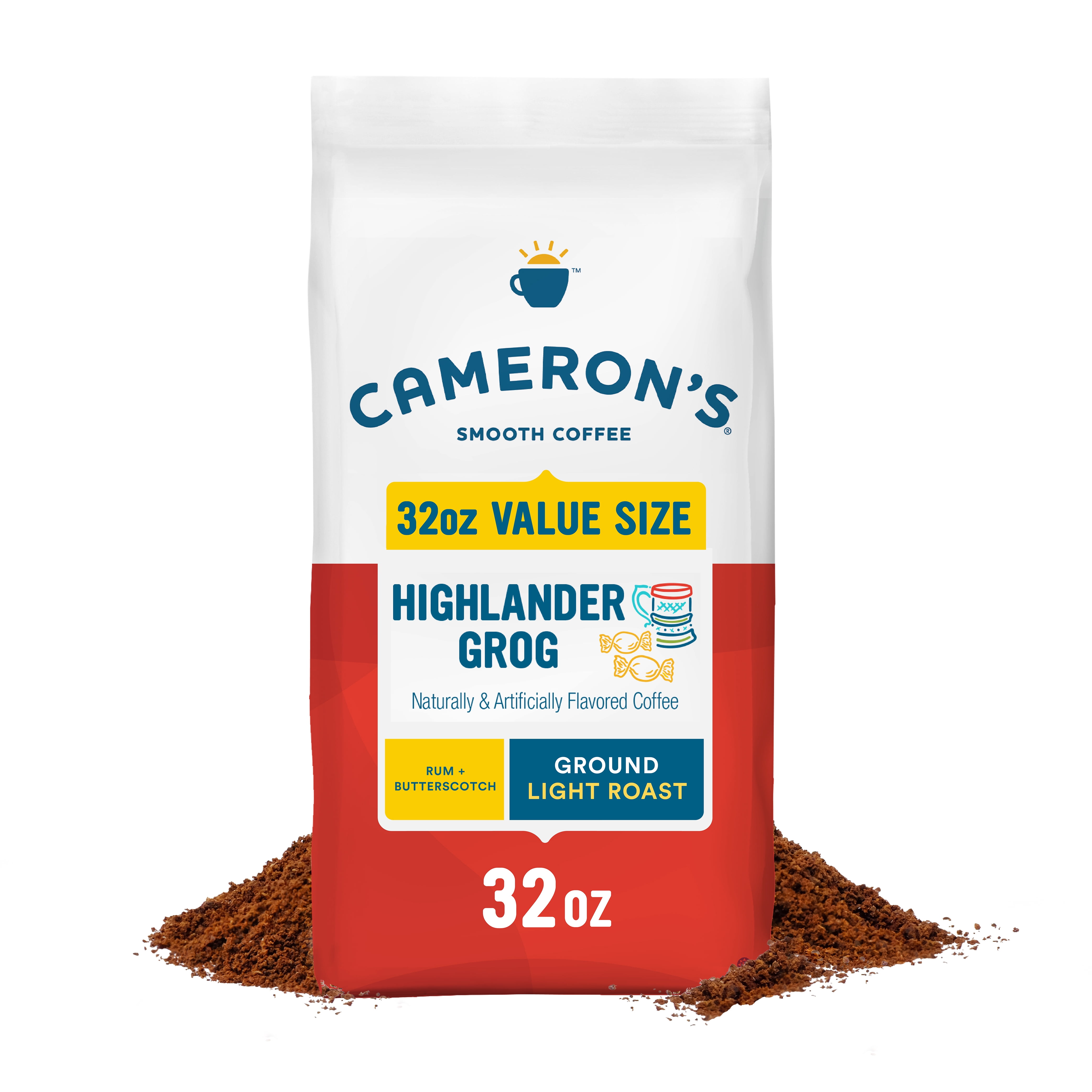 Cameron's Coffee Flavored Highlander Grog Ground Coffee, Light Roast