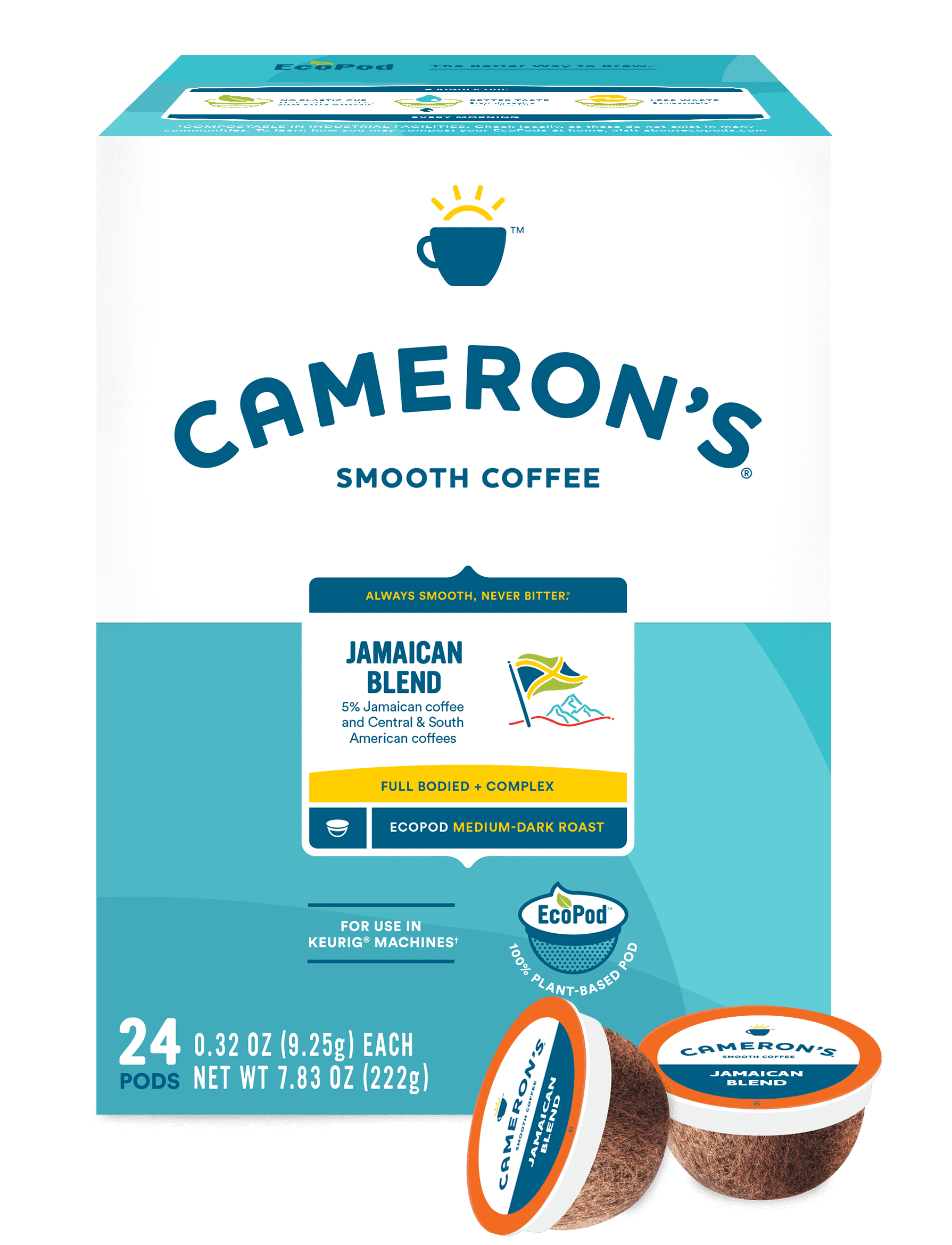 Cameron's Coffee Jamaican Blend KCup Coffee Pods, MediumDark Roast