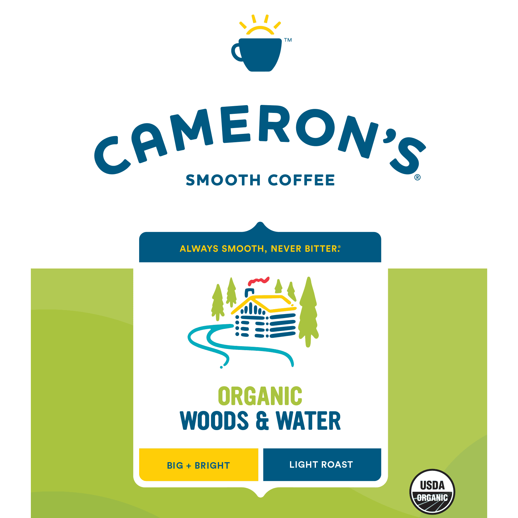 Cameron's Coffee Organic Woods and Water Light Roast Whole Bean Coffee - 4lb