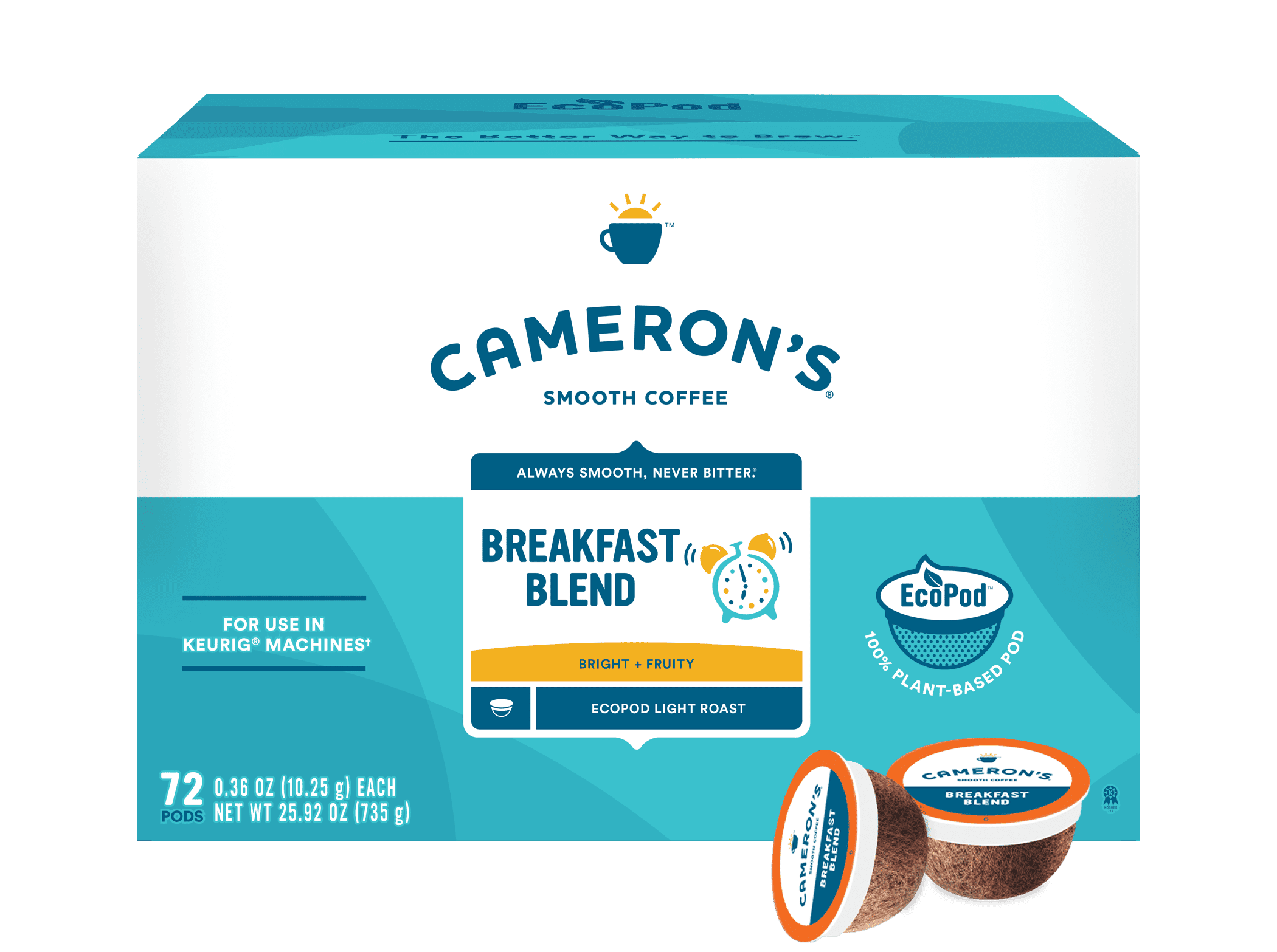 Cameron's Coffee Breakfast Blend Light Roast Coffee EcoPods - 72 Ct