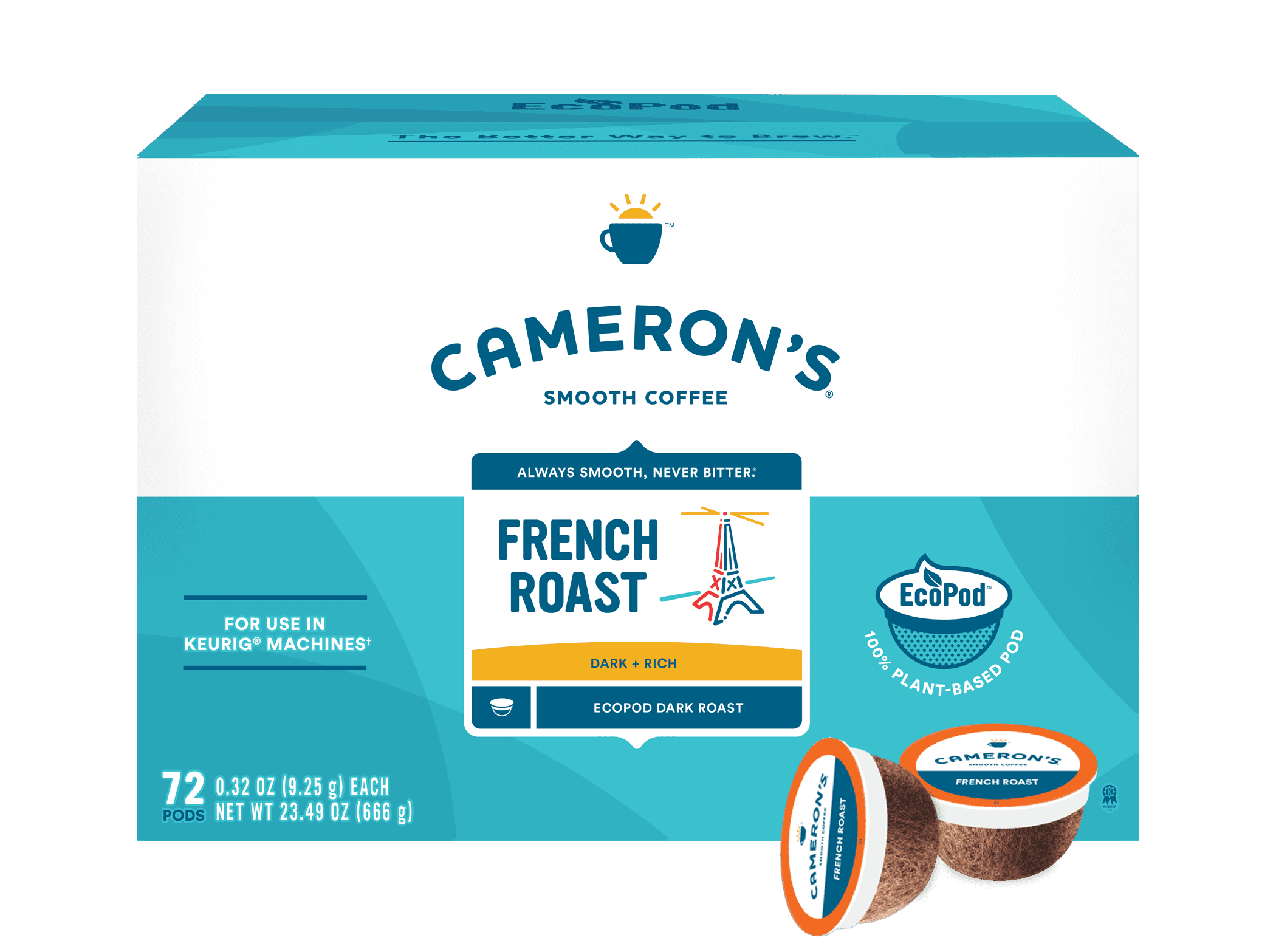 Cameron's Coffee French Roast Dark Roast Compostable Coffee Pods Single ...