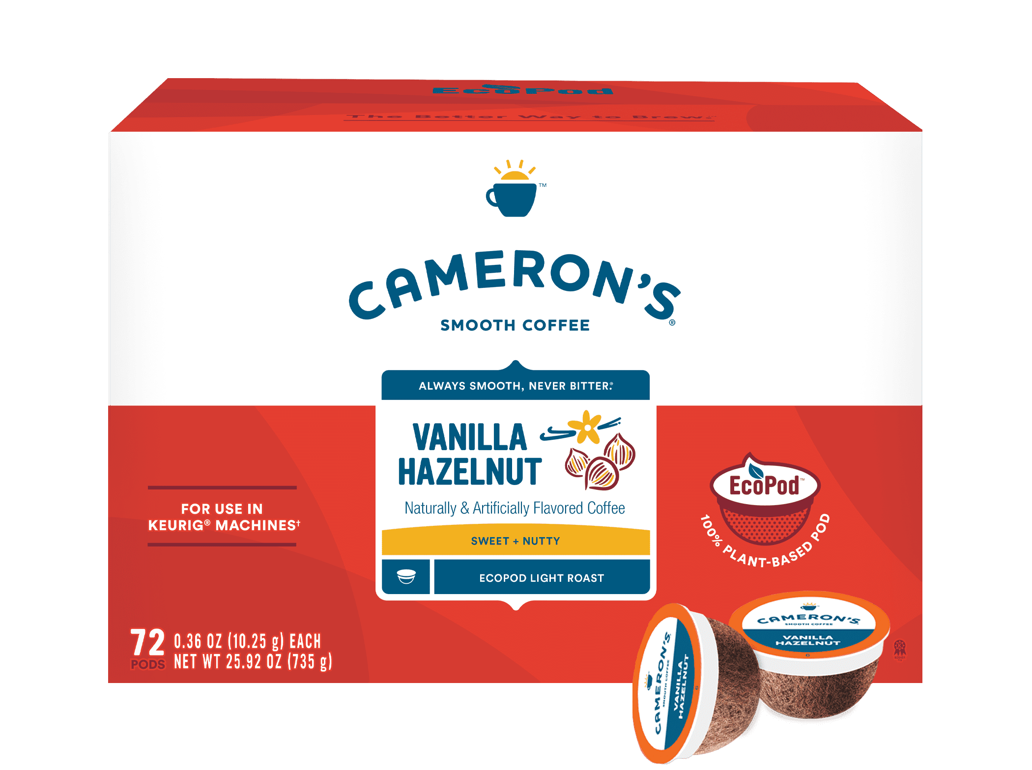 Cameron's Coffee Vanilla Hazelnut Coffee EcoPod Light Roast - 72ct