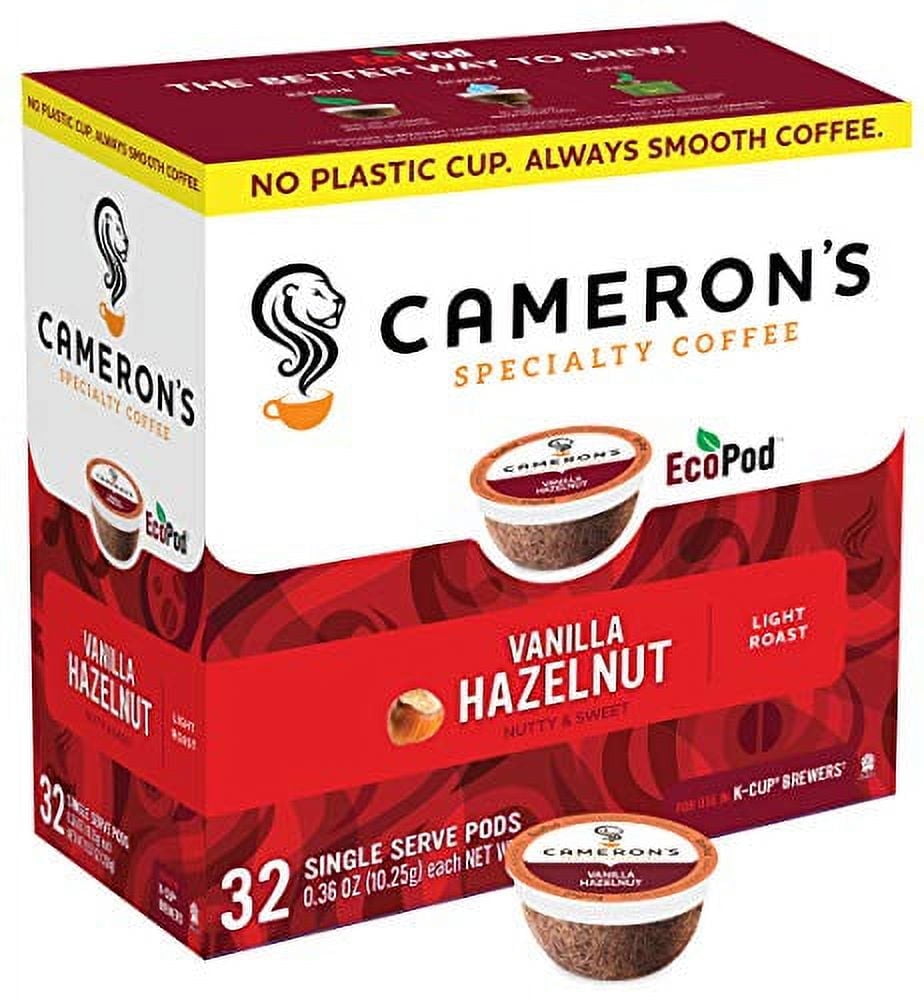 Cameron's EcoPod Light Roast Smooth Vanilla Hazelnut Coffee 32 - 0.36 oz Pods