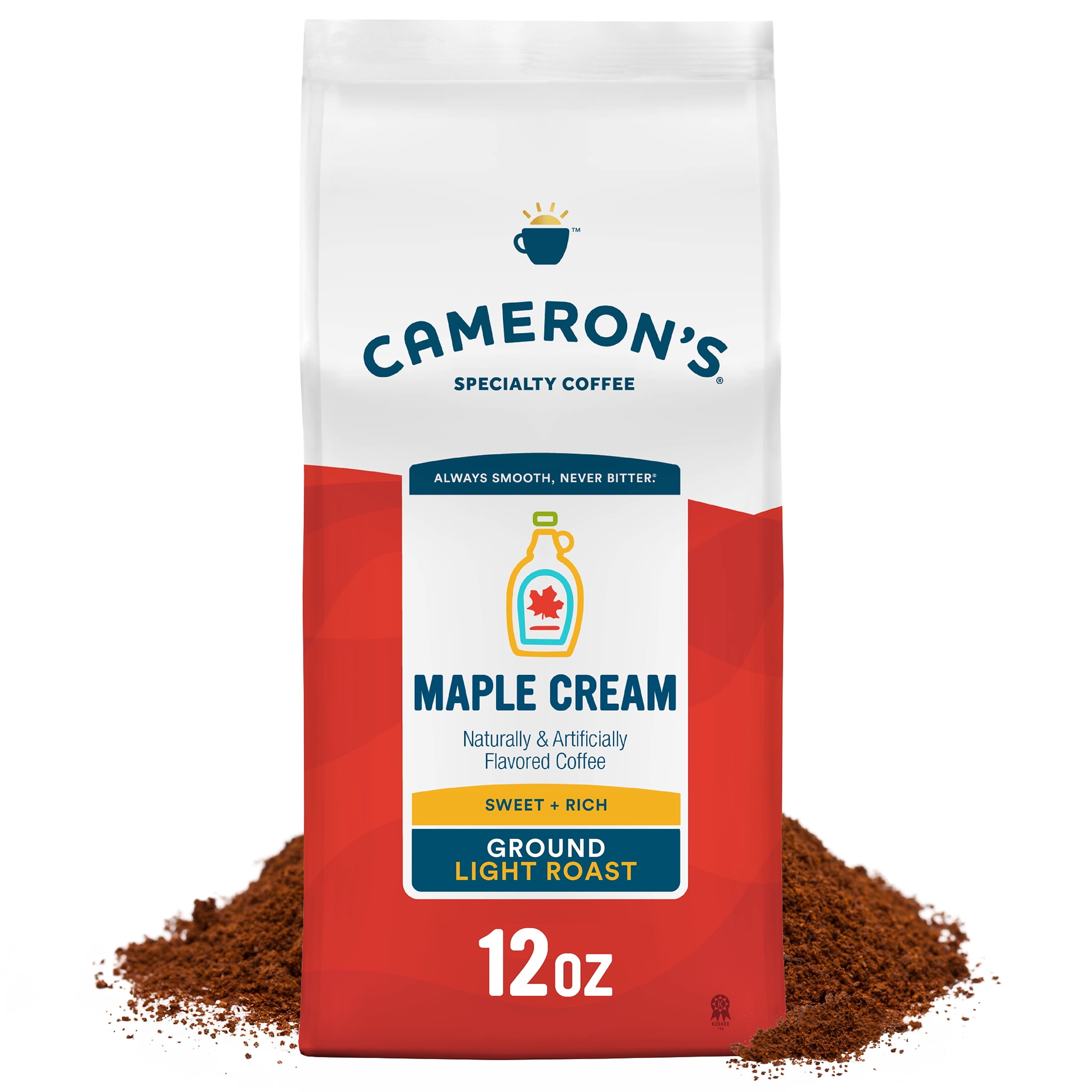 Cameron's Coffee Maple Cream Flavored Light Roast Ground Arabica Coffee, Sweet & Rich, 12 oz Bag