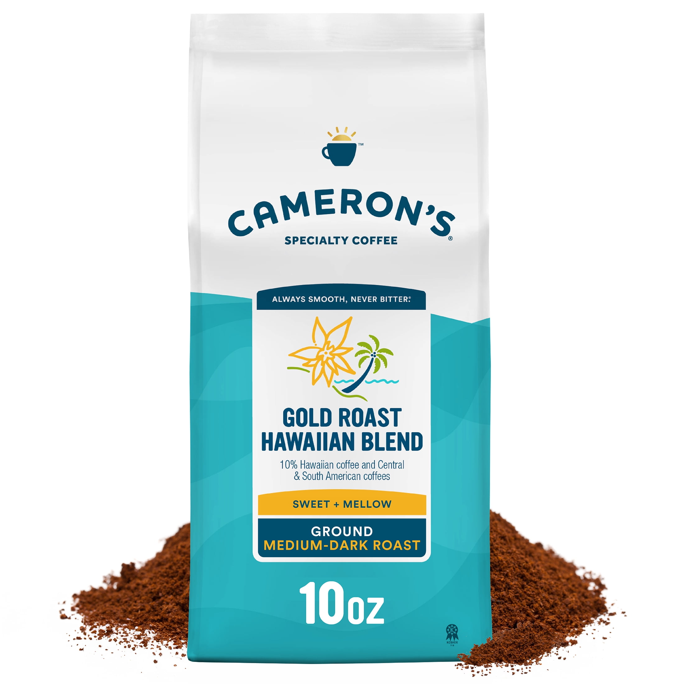Cameron's Coffee Hawaiian Medium-Dark Ground Coffee 10oz with Tropical ...