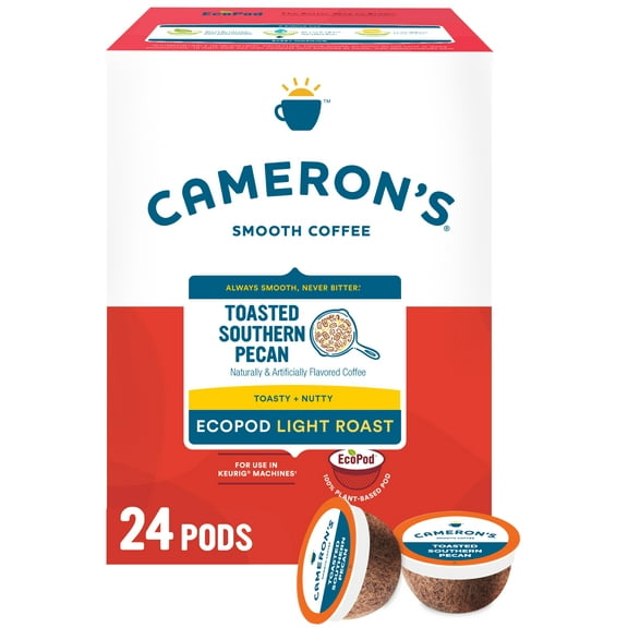 Cameron’s Southern Pecan Light Roast Coffee, 24 Count EcoPods, Flavored Single-Serve Keurig Pods