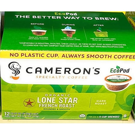 Cameron’s organic coffee pods alone Star French Roast (3 pack bundle)
