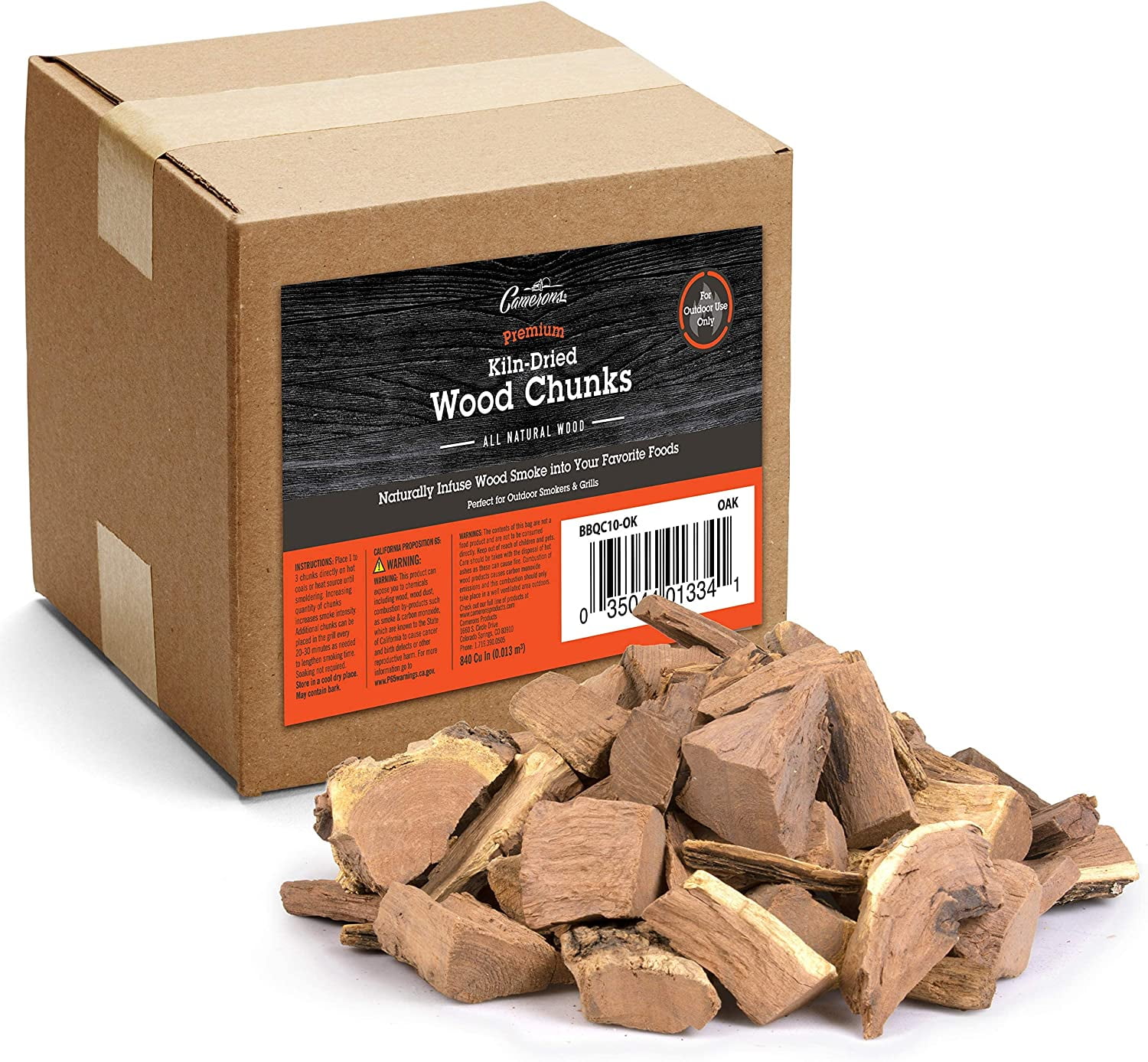 Camerons All Natural Oak Wood Chunks for Smoking Meat 840 Cu In Box