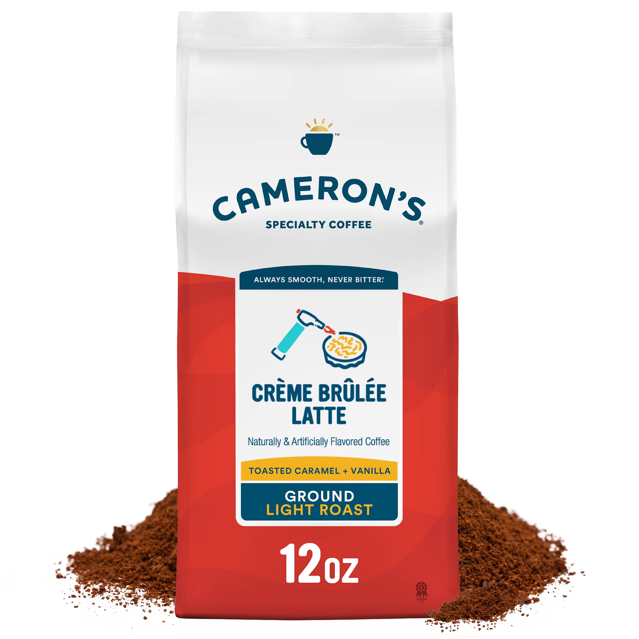 Cameron's Coffee Creme Brulee Latte Flavored Light Roast Ground Arabica Coffee, Caramel & Vanilla, 12 oz Bag