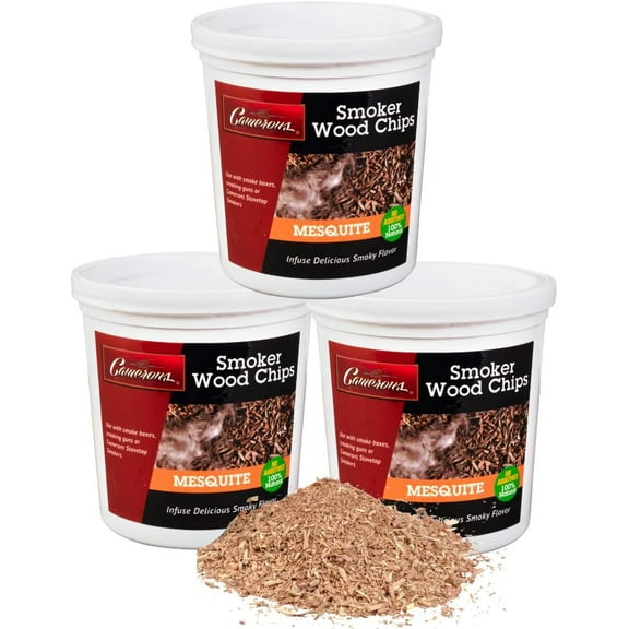 Camerons All Natural Extra Fine Mesquite BBQ Wood Chips (3 Pints, 0.473L ea) Kiln Dried Wood Sawdust Shavings for Cocktail Smoking Guns, Stovetop Smokers, Smoke Boxes, Value Pack
