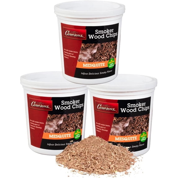 Camerons All Natural Extra Fine Mesquite BBQ Wood Chips (3 Pints, 0.473L ea) Kiln Dried Wood Sawdust Shavings for Cocktail Smoking Guns, Stovetop Smokers, Smoke Boxes, Value Pack