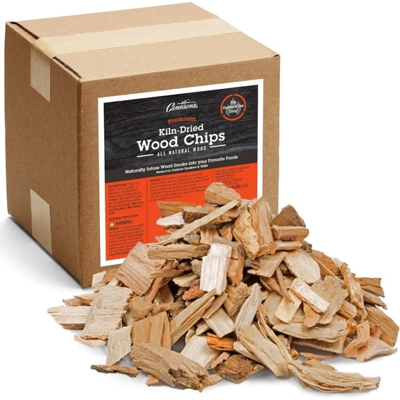 Camerons All Natural Pecan Wood Chips for Smoker -420 Cu. In. Box, Approx 5 Pounds - Kiln Dried Coarse Cut BBQ Grill Wood Chips for Smoking Meats - Barbecue Smoker Accessories