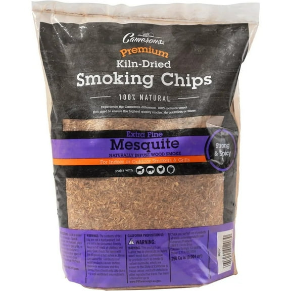 Camerons All Natural Extra Fine Mesquite BBQ Wood Chips - 260 Cu. in. Bag, Approx 2 lbs - Kiln Dried Sawdust Shavings for Cocktail Smoking Guns, Smokers, Smoke Boxes - Barbecue Grilling Gifts for Men