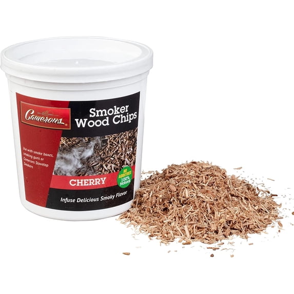Camerons Products Smoking Chips- (Cherry) Kiln Dried, Natural Extra Fine Wood Smoker Sawdust Shavings - 1 Pint Barbecue Chips